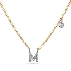 Women’s 14K Diamond Initial Pendant/ Necklace “M”